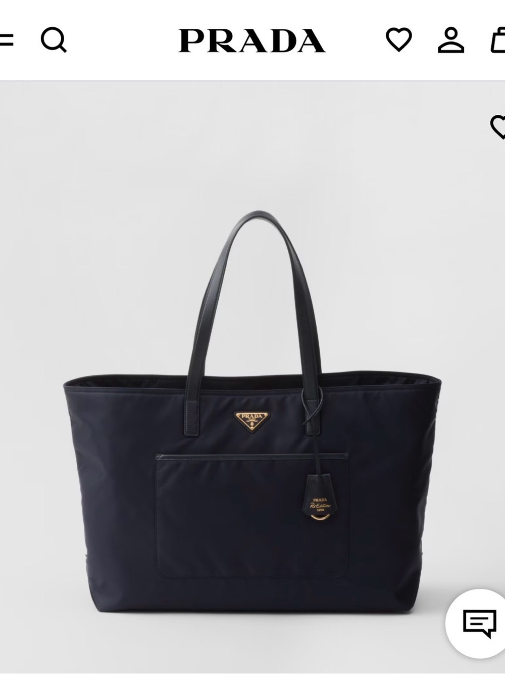 Prada Navy Nylon Tote with Leather Handles and Gold Logo - Picture 1 of 6